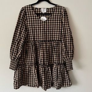 Long Sleeved Gingham Dress